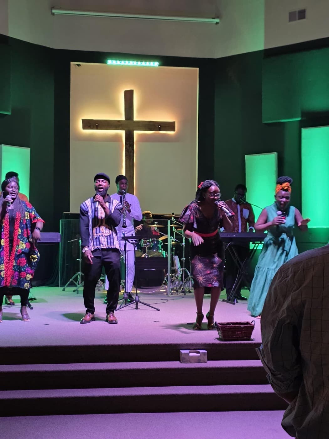 Worship singers leading praise