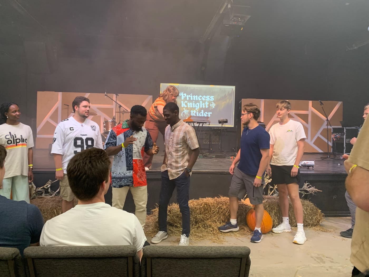 Group performing a skit at retreat
