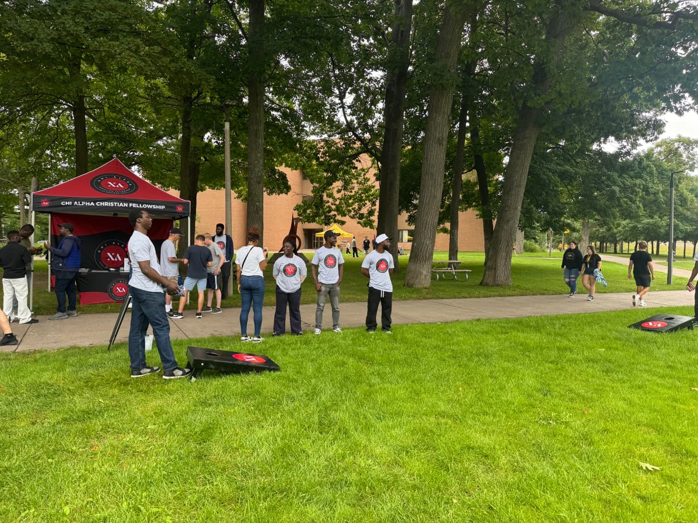 Students at the Welcome Week tent